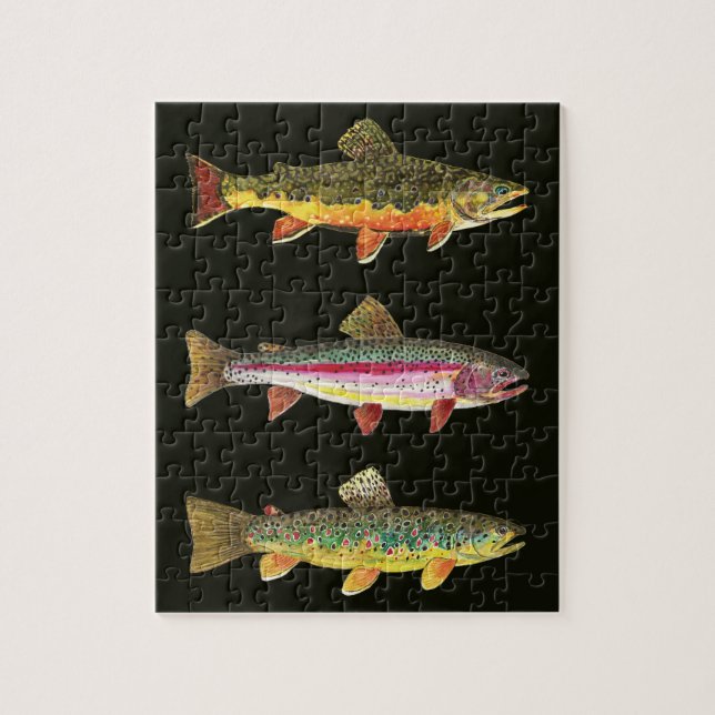 Puzzle Truite - Brown, arc-en-ciel, ruisseau (Vertical)