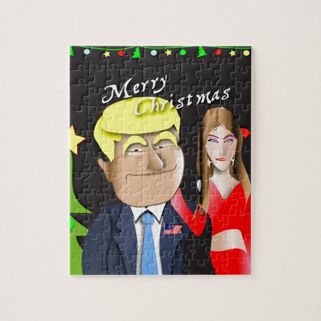 Puzzle Trump, Donald, Melania, Noël, cadeau, présent, (Vertical)