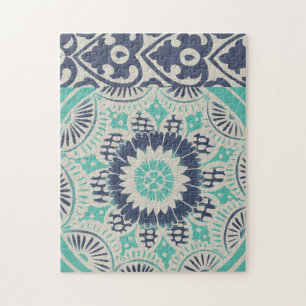 Puzzle Tuile bleue III de batik