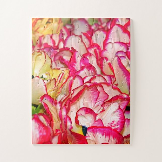 Puzzle Tulipe Abstraite Florale Pétales Fleurs Roses Blan (Vertical)