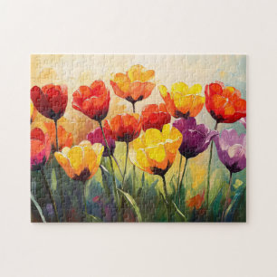 Puzzle Tulipes d'aquarelle en gras au printemps