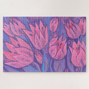 Puzzle Tulipes funky Fleurs de printemps peinture florale