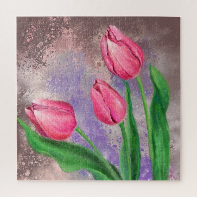 Puzzle Tulipes Roses - Peinture (Vertical)