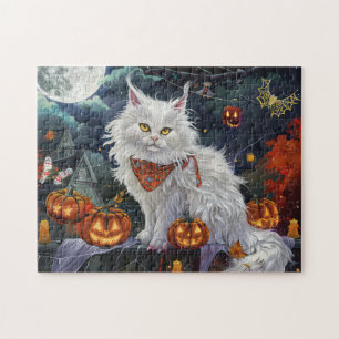 Puzzle Turc Angora Chat Halloween Éffrayant