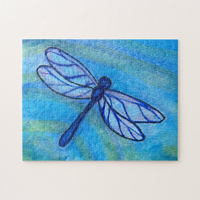 Puzzle Turquoise Bleu Dragonfly Ailes Eau (Horizontal)