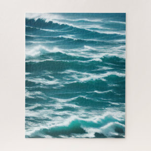 Puzzle Turquoise Choppy Ocean Waves Vue aérienne