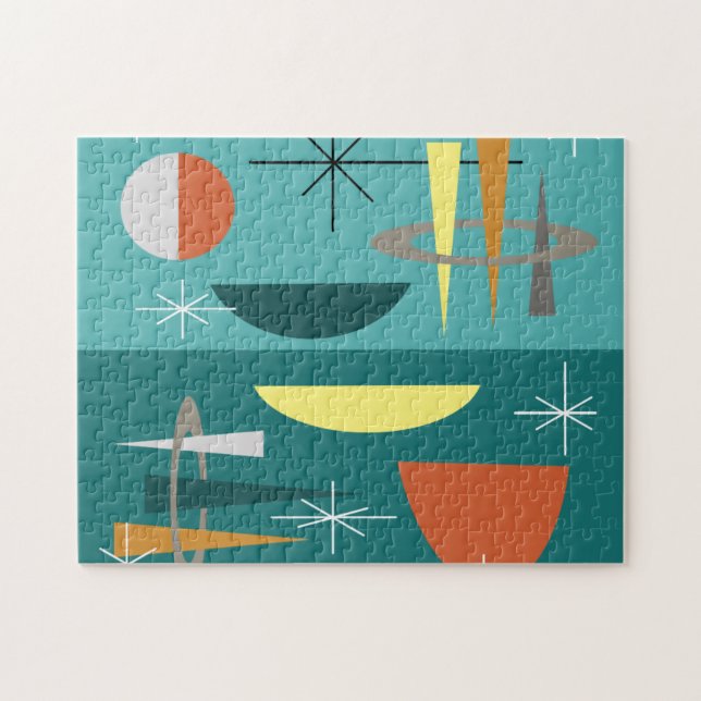 Puzzle Turquoise Moderne Du Milieu Du Siècle (Horizontal)