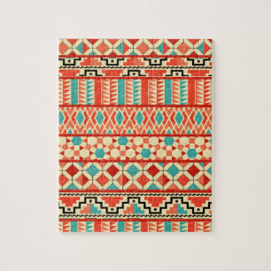 Puzzle Turquoise rose Abstrait Geo Aztec Tribal Print Mot