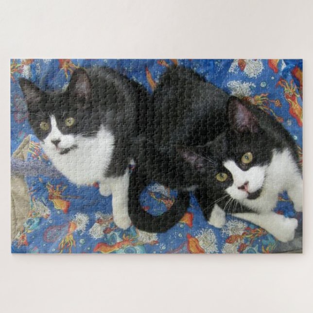 Puzzle Twin Tuxedo Kitties (Horizontal)