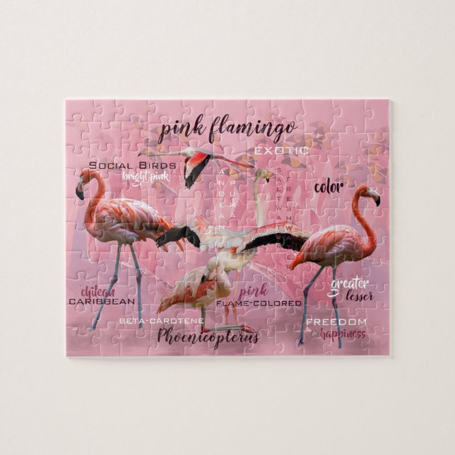 Puzzle Typographe rose Flamingo | Customized (Horizontal)