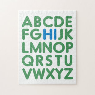 Puzzle Typographie Alphabet amusante Simple Vert Bleu