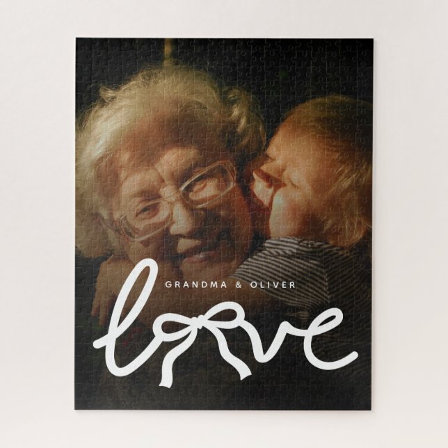 Puzzle Typographie Amour Moderne Grand-mère Cadeau Photo  (Vertical)
