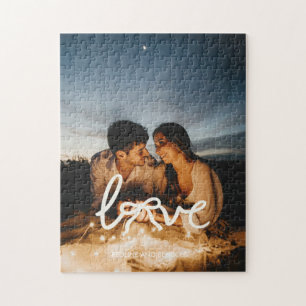 Puzzle Typographie de l'arc d'amour moderne Couple Photo