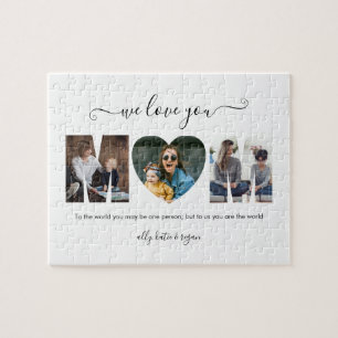 Puzzle Typographie moderne MOM 3 Photo Collage Cadeau Pou