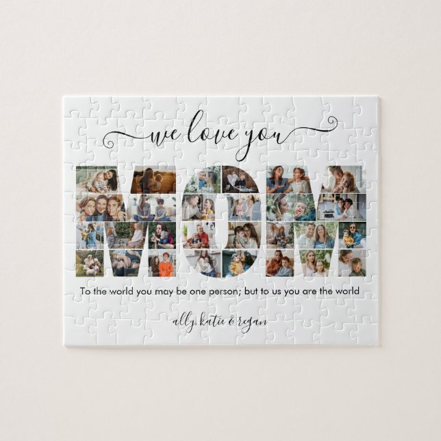 Puzzle Typographie moderne MOM Photos Collage Cadeau pour (Horizontal)