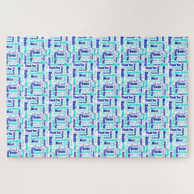 Puzzle Typographie multilingue Merci Blues (Horizontal)