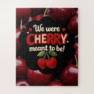 Puzzle Typographie style tricot cosy et cerise adorable