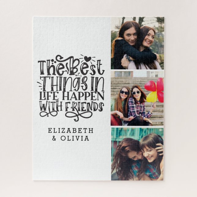 Puzzle Typographie tendance Meilleurs Amis Noms photo Col (Vertical)