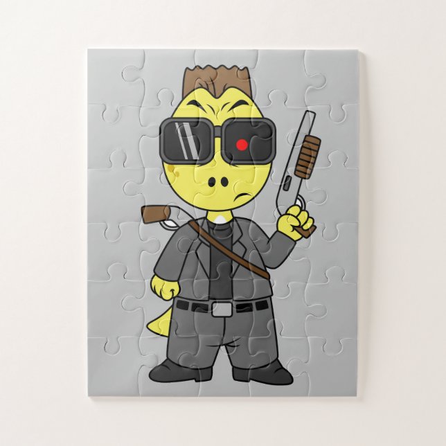 Puzzle Tyrannosaurus Rex Habillé Comme Terminator. (Vertical)