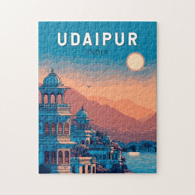 Puzzle Udaipur Inde Illustration Voyage Art Vintage (Vertical)