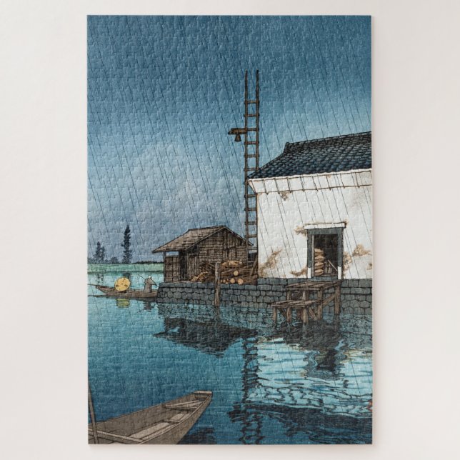 Puzzle ukiyoe - hasui - m02 - Ushibori sous la pluie -  (Vertical)