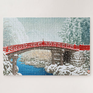 Puzzle ukiyoe - hasui - m12 - Neige au pont Shinkyo, ...