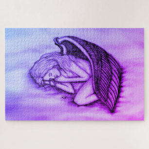 Puzzle Un Ange endormi sur les cieux nuages en rose