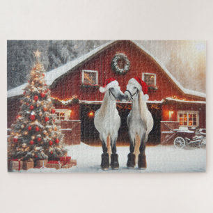 Puzzle Un baiser de Noël de deux chevaux
