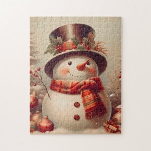 Puzzle  Un bonhomme de neige dans un paysage hivernal
