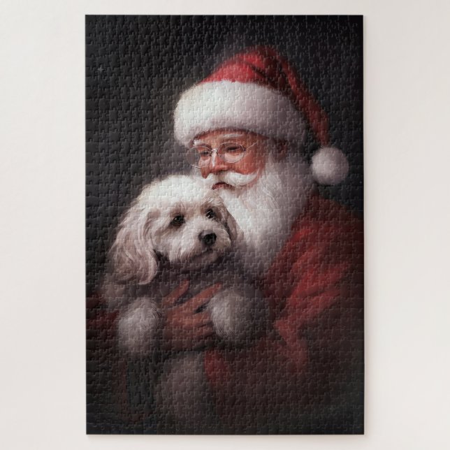 Puzzle Un caniche au Père Noël Festif (Vertical)