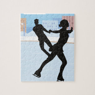 Puzzle Un casse-tête Silhouette Couple Ice Patinage
