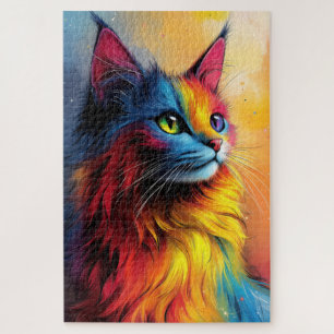 Puzzle Un chat mystique avec une fourrure lumineuse multi