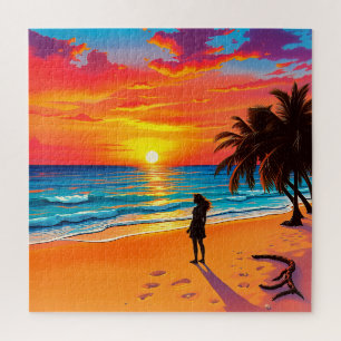 Puzzle Un coucher de soleil tropical à couper le souffle