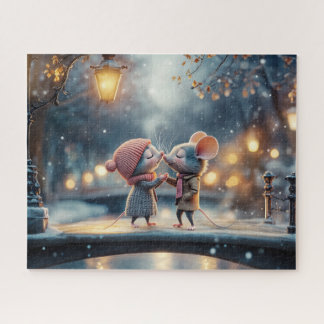 Puzzle Un couple adorable de souris amoureuses