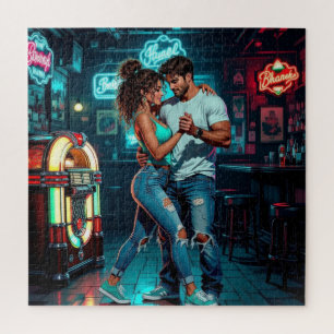 Puzzle Un couple dansant dans un bar   Hyperréaliste comi