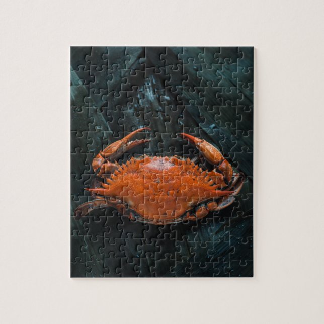 Puzzle Un crabe marin à coque molle sur des Feuilles somb (Vertical)