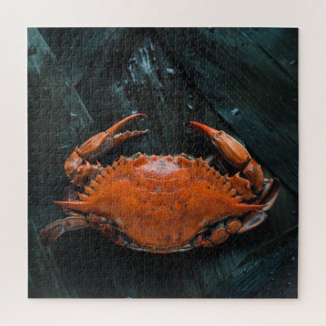 Puzzle Un crabe marin à coque molle sur des Feuilles somb (Vertical)