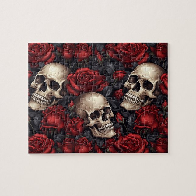 Puzzle Un crâne et une série Rose 10 (Horizontal)