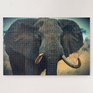 Puzzle Un éléphant africain proche