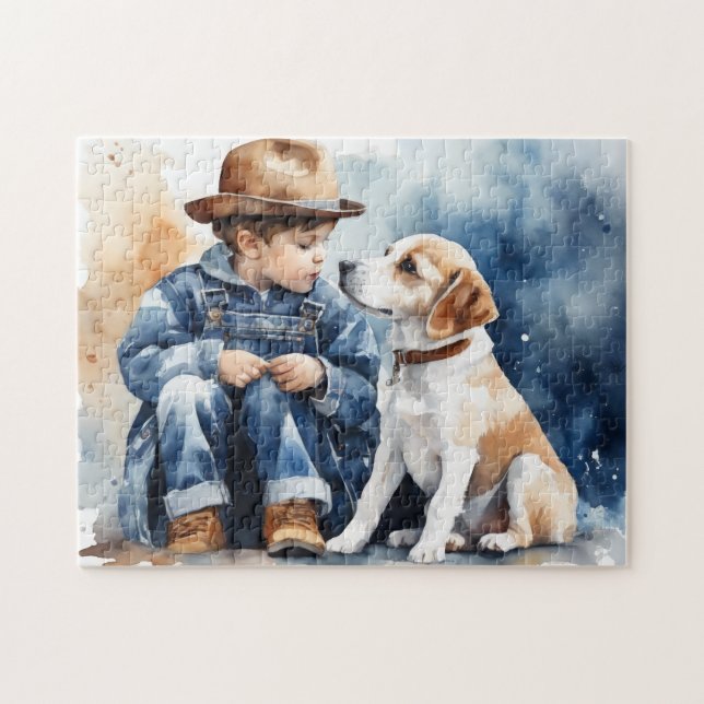 Puzzle Un garçon et son chien (Horizontal)
