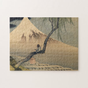 Puzzle Un garçon regardant le Mont Fuji, 1898 par Katsush