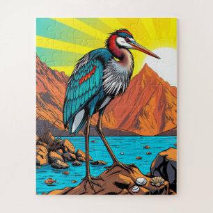 Puzzle Un héron vibrant pour enfants