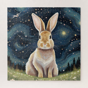 Puzzle Un lapin dans la nuit étoilée