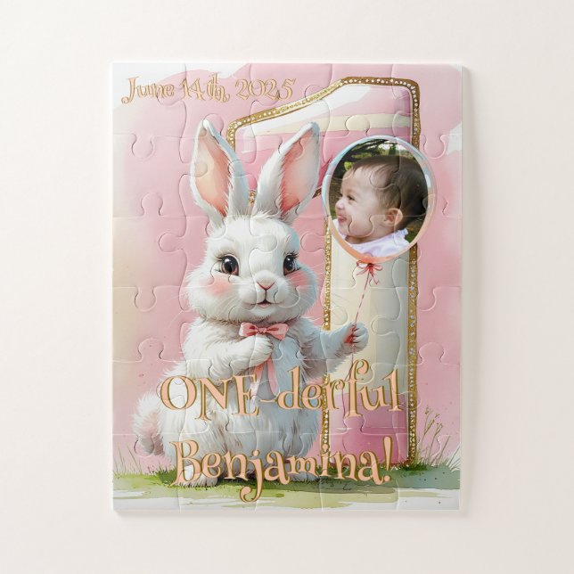 Puzzle Un lapin unique 1er anniversaire pour les filles r (Vertical)