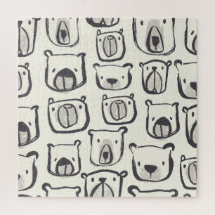Puzzle Un mignon ours, un motif sans couture dessiné à la