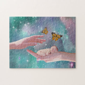Puzzle Un mignon petit garçon en imaginaire à la main