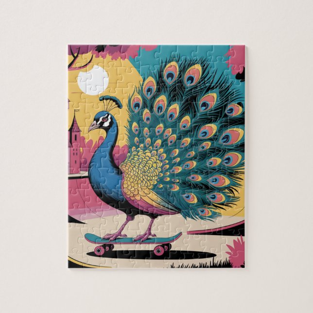 Puzzle Un paon de skateboard (Vertical)