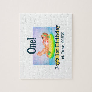 Puzzle Un premier anniversaire photo moderne ajouter nom 