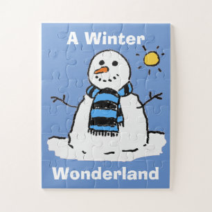 Puzzle Un Snowman amusant dans un cadre hivernal