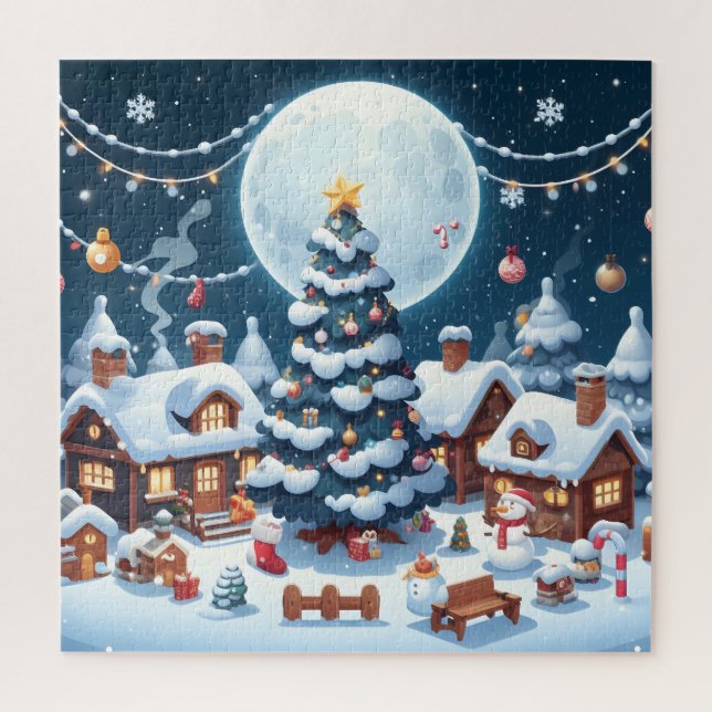 Puzzle Un village de Noël féerique (Vertical)